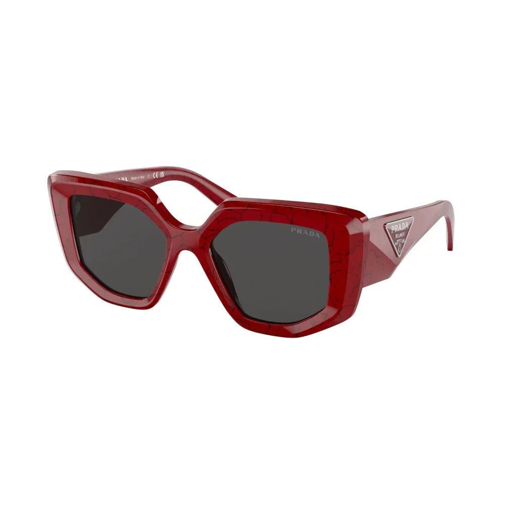 Prada PR14ZS 15D-5S0 Rectangular Marble Red Sunglasses