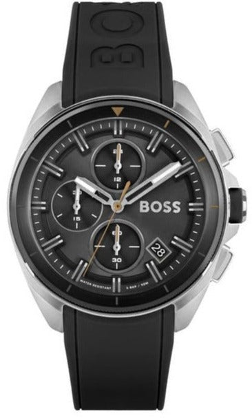 Hugo Boss Volane Chronograph Grey Dial Black Silicone Strap Watch for Men - 1513953