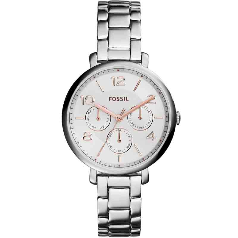 Fossil Jacqueline Multifunction White Dial Silver Steel Strap Watch for Women - ES3738