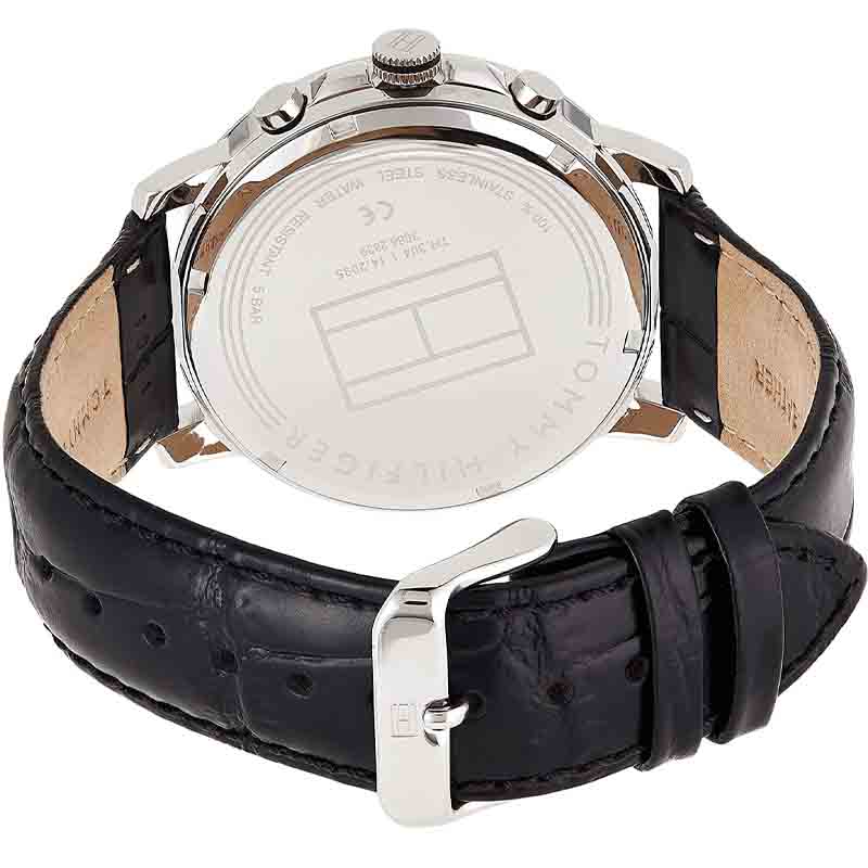 Tommy Hilfiger Keagan Quartz Grey Dial Black Leather Strap Watch for Men - 1791289