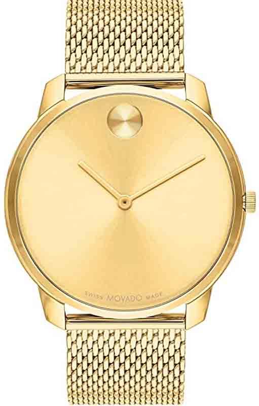 Movado Bold Gold Dial Gold Mesh Bracelet Watch For Men - 3600373
