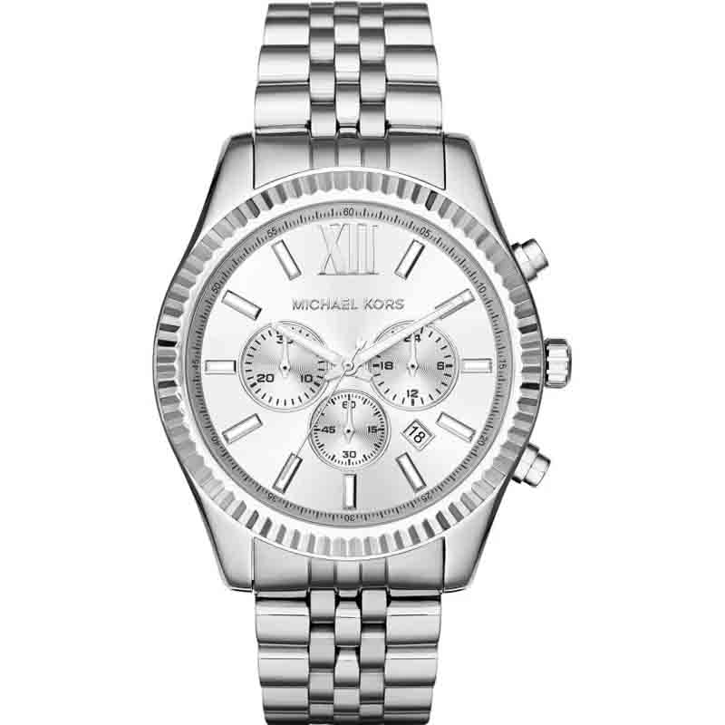 Michael Kors Lexington Silver Dial Silver Steel Strap Watch for Men - MK8405