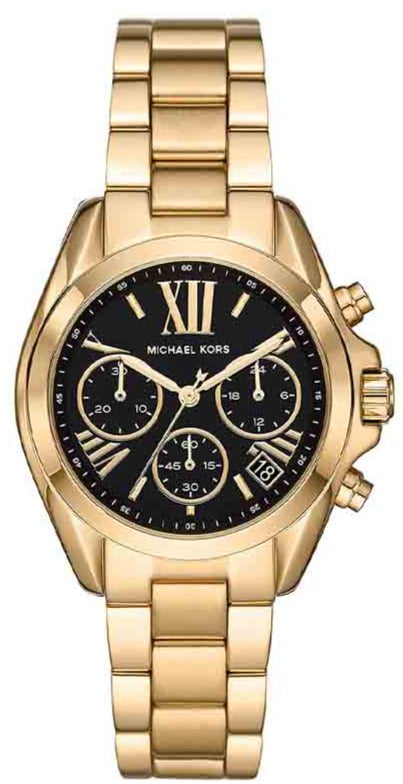 Michael Kors Bradshaw Chronograph Black Dial Gold Steel Strap Watch For Women - MK6959