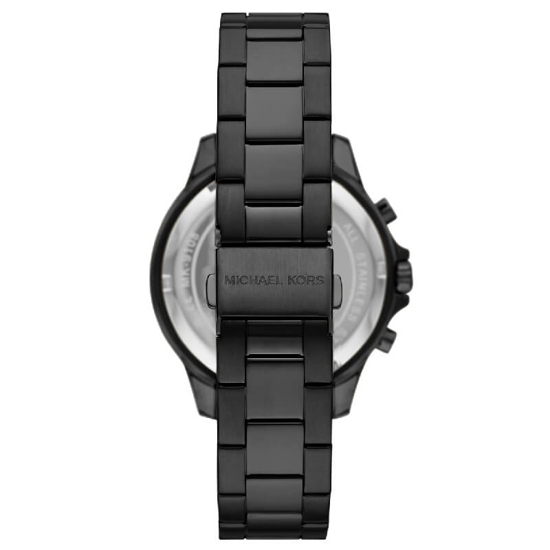 Michael Kors Grayson Chronograph Black Dial Black Steel Strap Watch For Men - MK9109