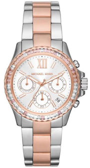 Michael Kors Everest Chronograph White Dial Two Tone Steel Strap Watch For Women - MK7214