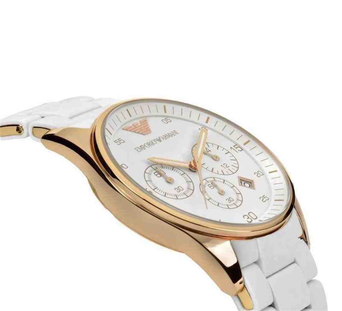 Emporio Armani Sportivo Chronograph White Dial White Rubber Strap Watch For Men - AR5919