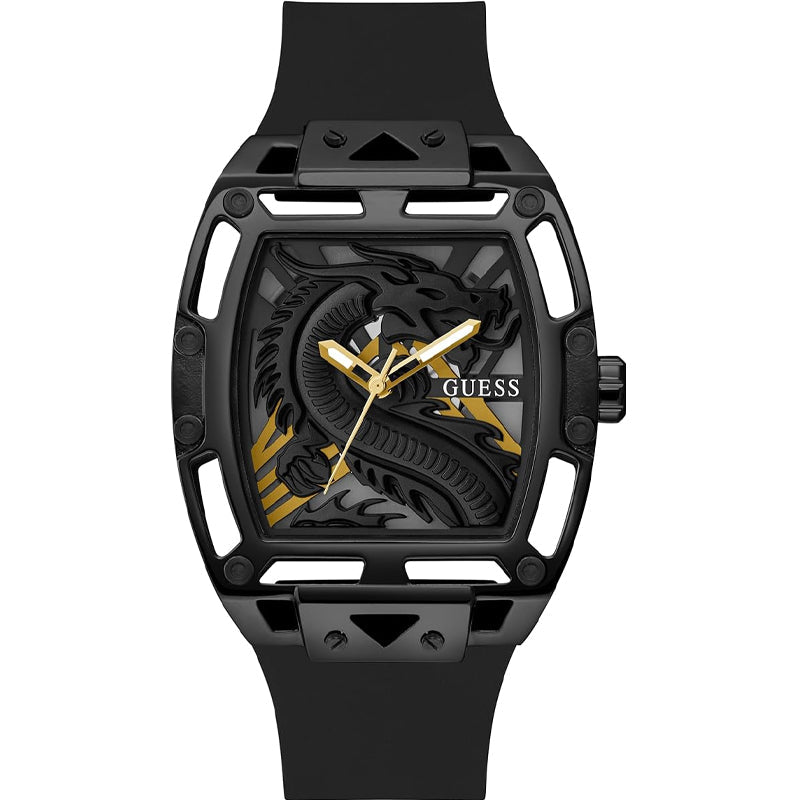 Guess Legend Analog Black Dial Black Rubber Strap Watch For Men - GW0648G1