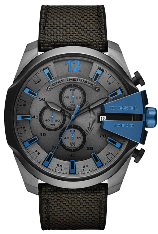 Diesel Mega Chief Chronograph Black Dial Black Nylon Strap Watch For Men - DZ4500