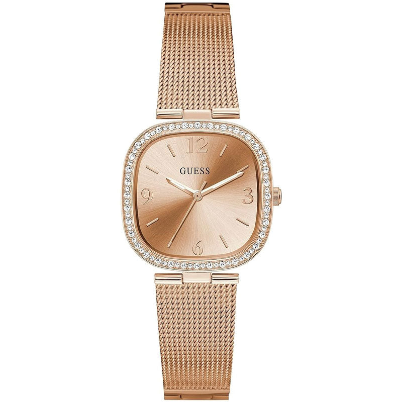 Guess Tapestry Diamonds Rose Gold Dial Rose Gold Mesh Bracelet Watch for Women - GW0354L3