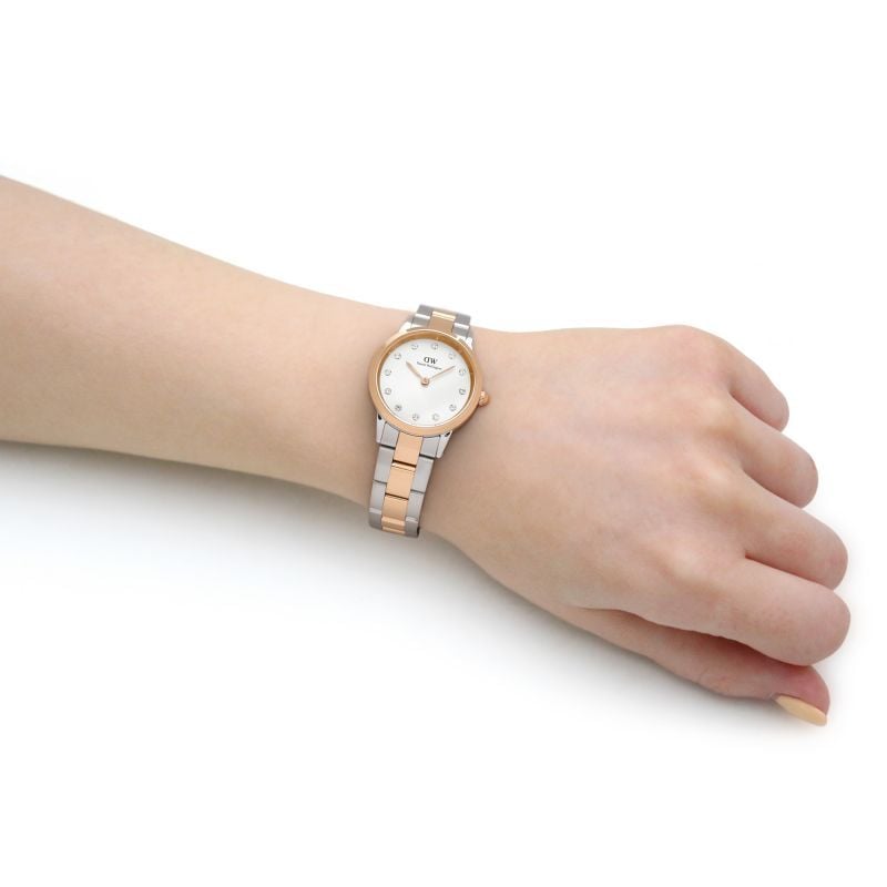 Daniel Wellington Iconic Link White Dial Two Tone Steel Strap Watch For Women - DW00100359
