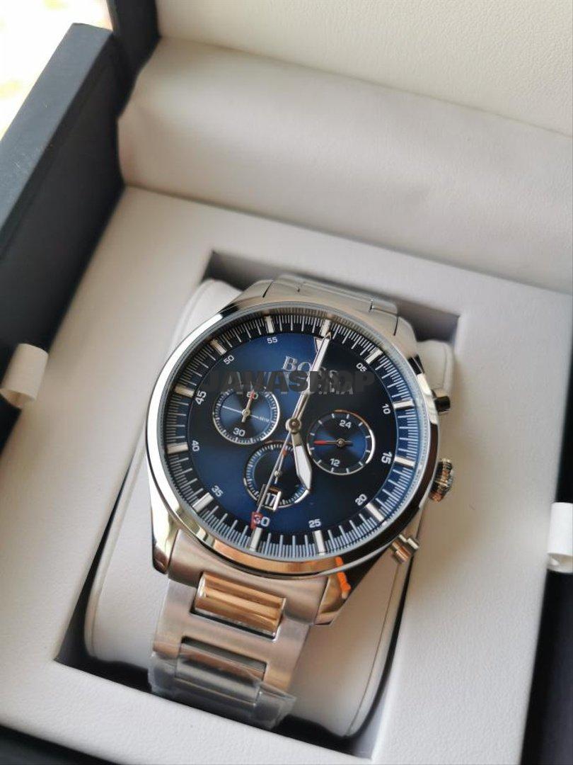 Hugo Boss Pioneer Chronograph Blue Dial Silver Steel Strap Watch for Men - 1513867