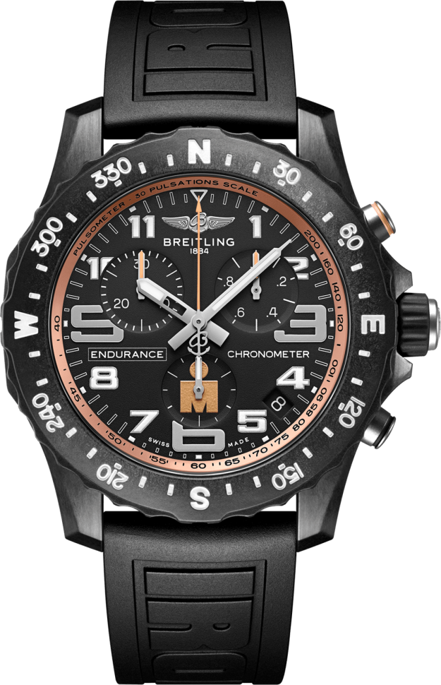 Breitling Endurance Pro Ironman Black Dial Black Rubber Strap Watch for Men - X823101B1B1S1