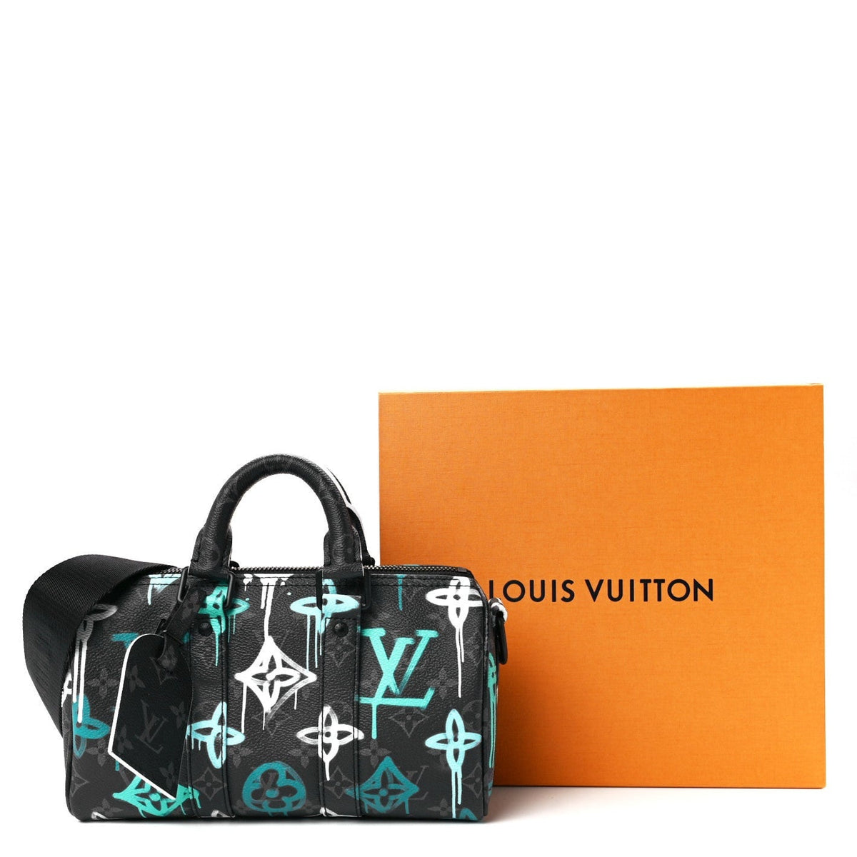 Louis Vuitton Monogram Eclipse Graffiti Keepall Bandoulière 25 Shoulder Bag - Green Lights