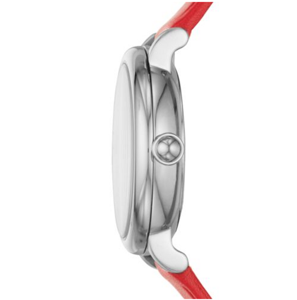 Marc Jacobs Roxy Silver Dial Red Leather Strap Watch for Women - MJ1632