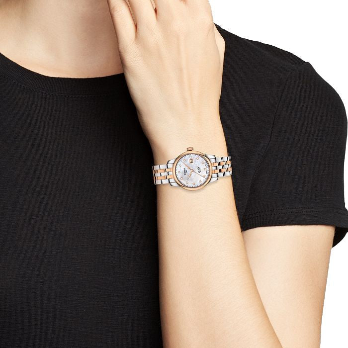 Tissot Le Locle Automatic Lady Mother of Pearl Dial Two Tone Steel Strap Watch For Women - T006.207.22.116.00