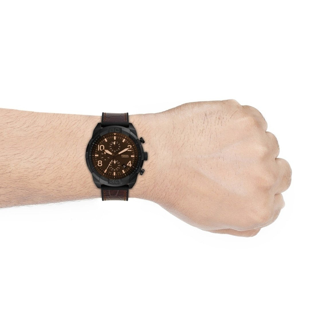 Fossil Bowman Chronograph Brown Dial Brown Leather Strap Watch for Men - FS5601