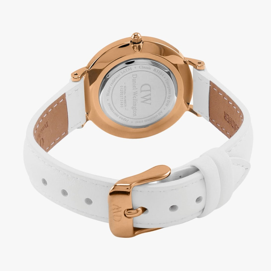 Daniel Wellington Classic Petite Bondi Black Dial White Leather Strap Watch For Women - DW00100283