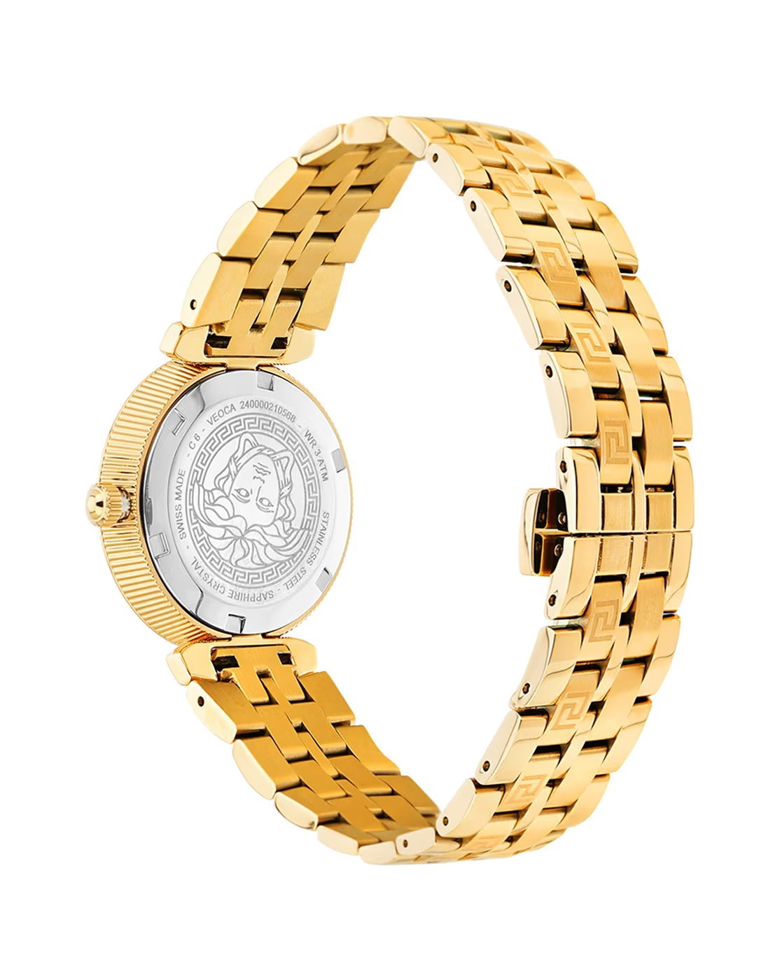 Versace Daphnis Quartz Black Dial Gold Steel Strap Watch for Women - VEOCA0524