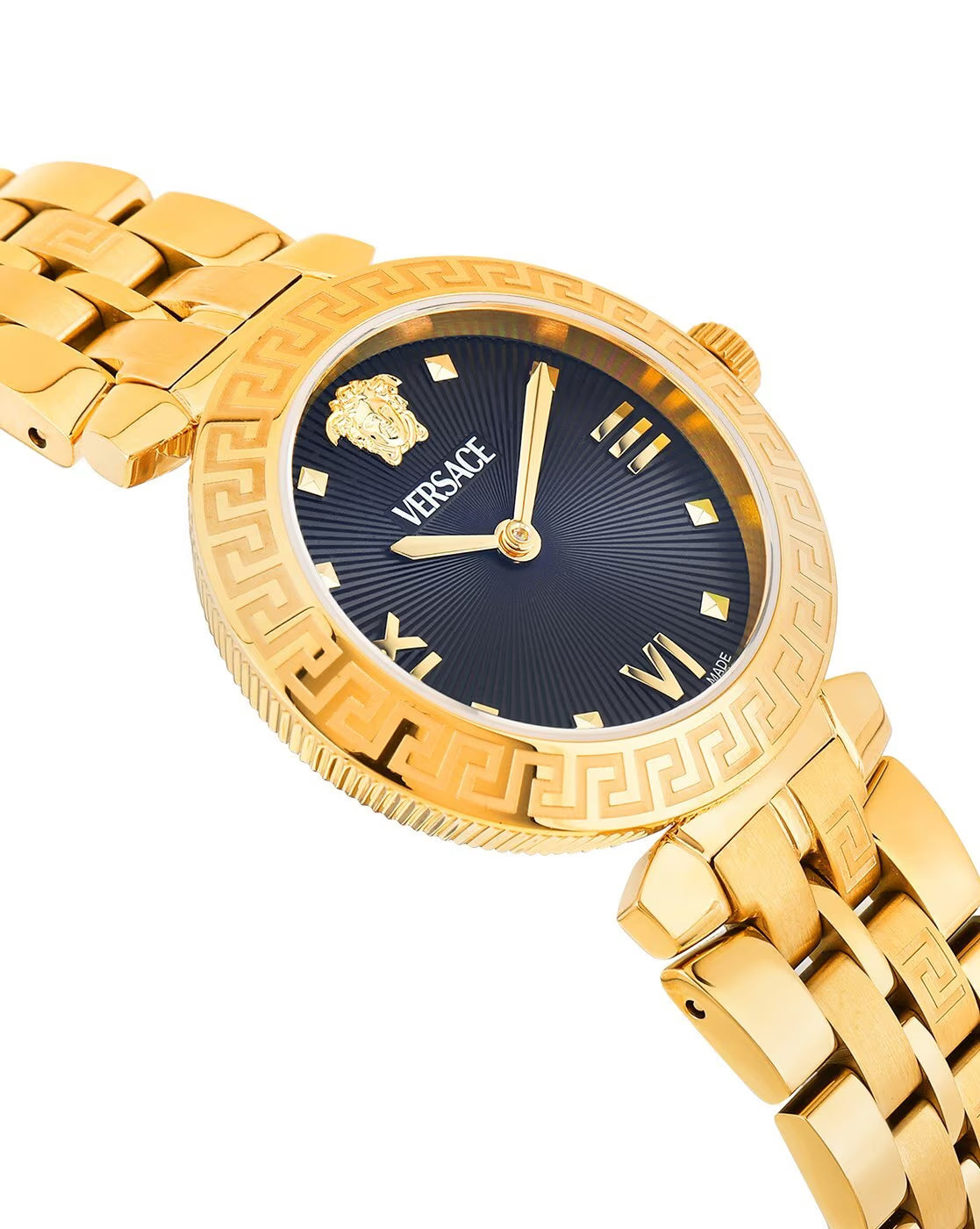 Versace Daphnis Quartz Black Dial Gold Steel Strap Watch for Women - VEOCA0524