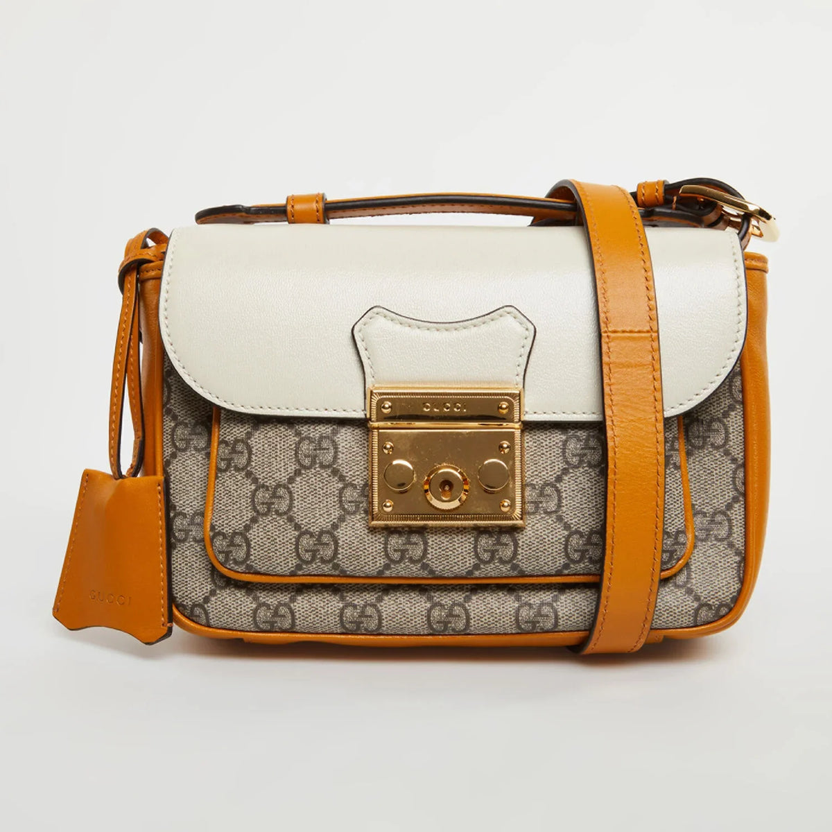Gucci GG Padlock Front Pocket Flap Shoulder Bag – Beige