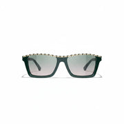 Chanel Women Rectangular Green Sunglasses
