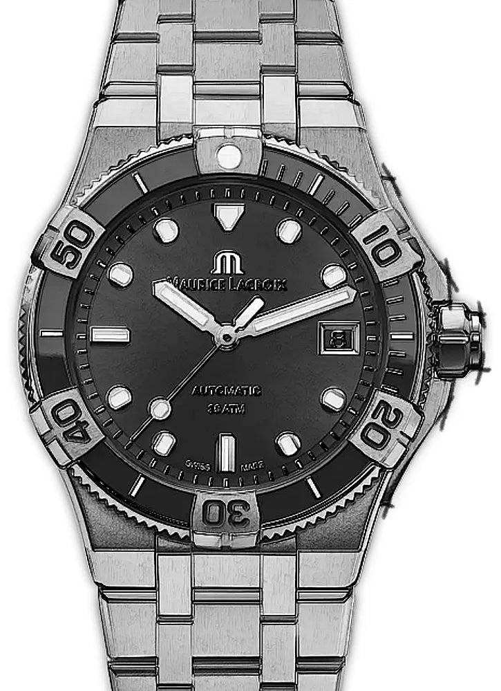 Maurice Lacroix Aikon Venturer Automatic Black Dial Silver Steel Strap Watch For Men - AI6057-SSL22-330-1