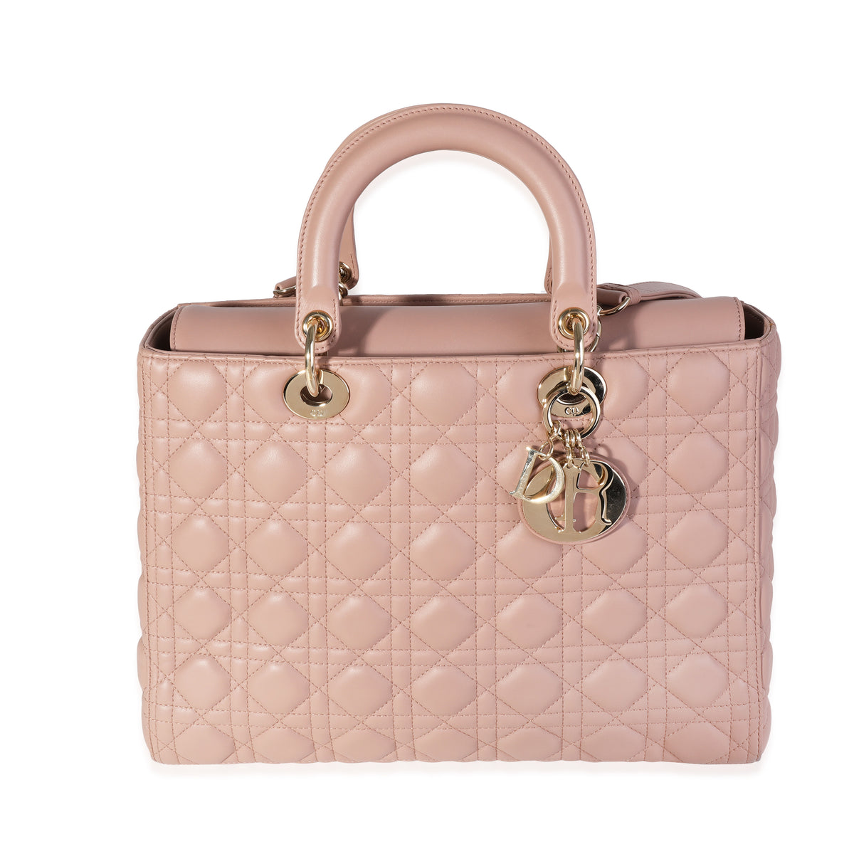 Dior Large Lady Dior Cannage Lambskin Bag - Pink Blush