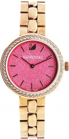 Swarovski Daytime Quartz Coral Dial Rose Gold Steel Strap Watch for Women - 5182250