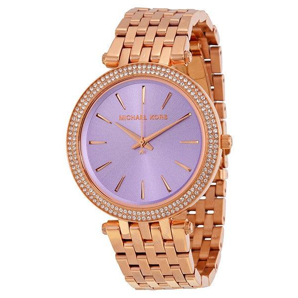 Michael Kors Darci Purple Dial Rose Gold Steel Strap Watch for Women - MK3400