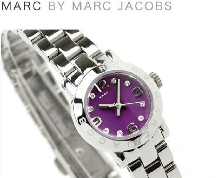 Marc Jacobs Amy Purple Dial Silver Steel Strap Watch for Women - MBM3228