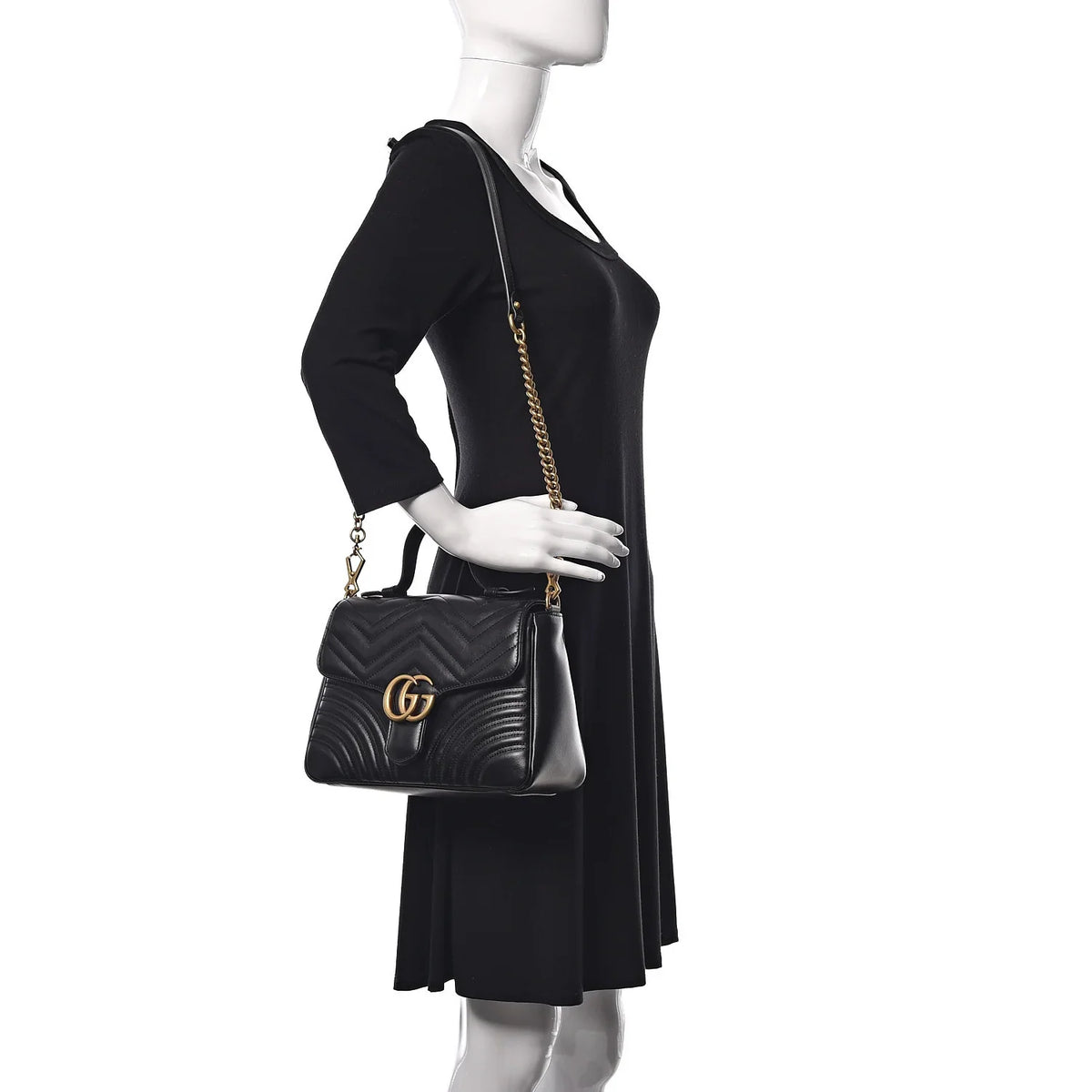 Gucci GG Marmont Medium Top Handle Bag - Black