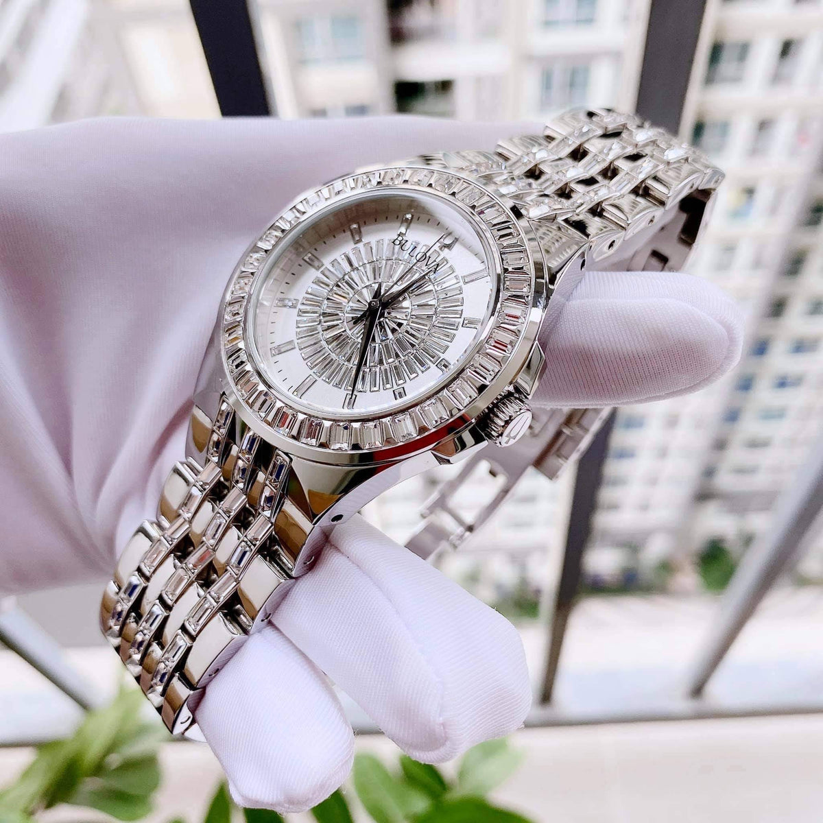 Bulova Phantom Crystal Silver Dial Silver Steel Strap Watch for Men - 96A236