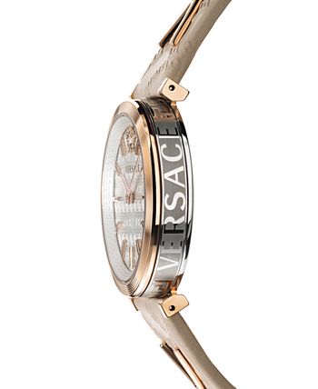 Versace V-Twist White Dial White Leather Strap Watch for Women - VELS00419