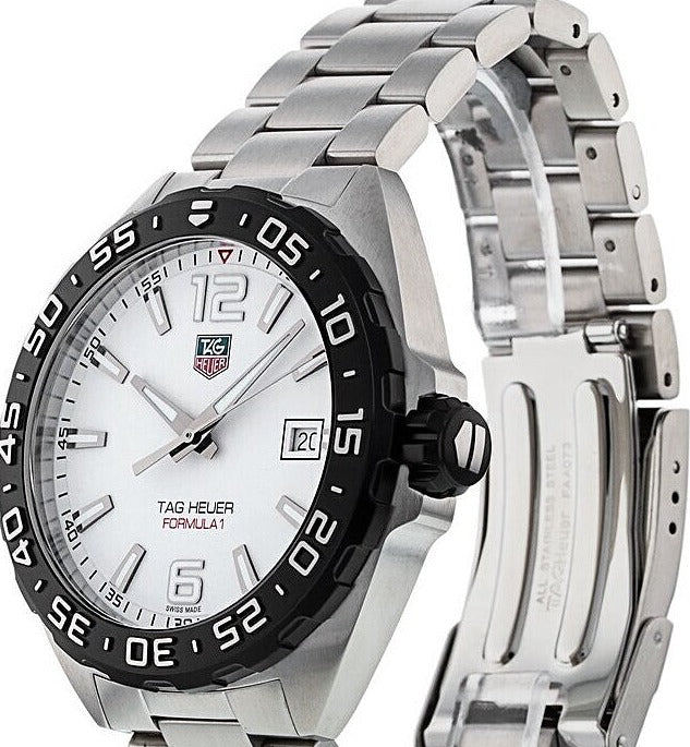 Tag Heuer Formula 1 White Dial Silver Steel Strap Watch for Men - WAZ1111.BA0875