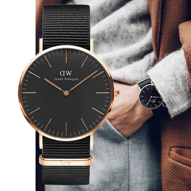 Daniel Wellington Classic Cornwall Black Dial Black NATO Strap Watch For Women - DW00100150