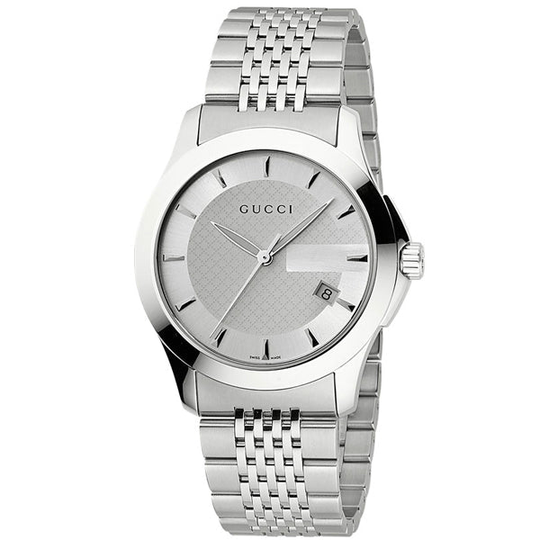 Gucci G Timeless Silver Dial Silver Steel Strap Watch For Men - YA126401
