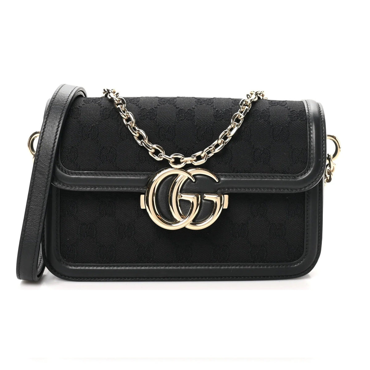 Gucci Wool Silk GG Monogram Go Small Shoulder Bag – Black