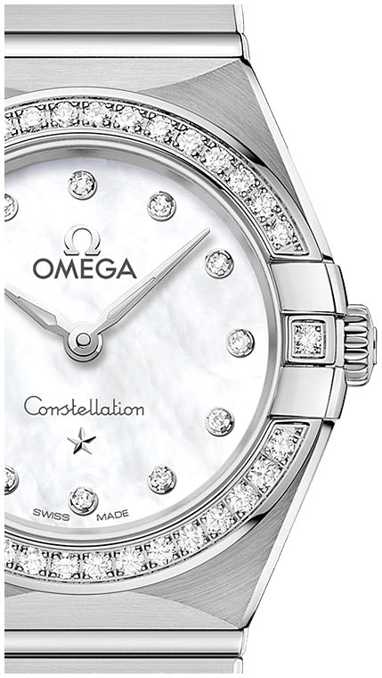 Omega Constellation Manhattan Quartz Diamonds Mother of Pearl Dial Silver Steel Strap Watch for Women - 131.15.25.60.55.001