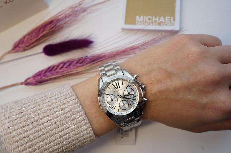 Michael Kors Bradshaw  Chronograph Silver Dial Silver Steel Strap Watch for Women - MK6174