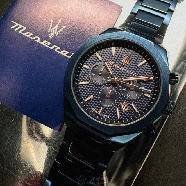 Maserati Stile Chronograph Blue Dial Blue Steel Strap Watch For Men - R8873642008