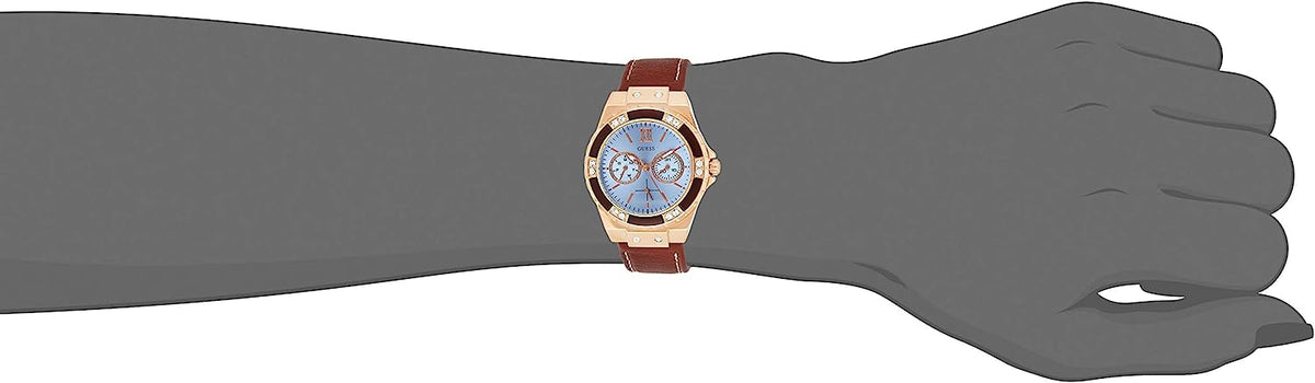 Guess Limelight Quartz White Dial Brown Leather Strap Watch For Women - W0775L7
