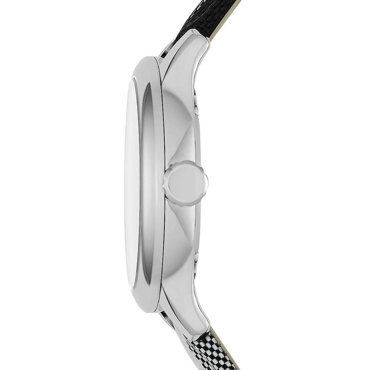 Burberry Classic Stone Silver Dial Horseberry Black Leather Strap Watch for Women - BU10103