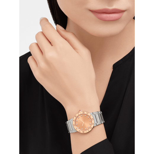 Bvlgari Bvlgari Bvlgari Resort Limited Edition Diamonds Gold Dial Silver Steel Strap Watch for Women - BVLGARI103682