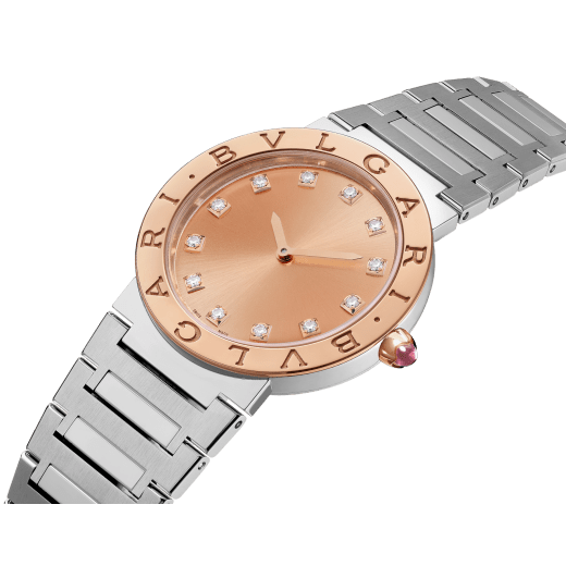 Bvlgari Bvlgari Bvlgari Resort Limited Edition Diamonds Gold Dial Silver Steel Strap Watch for Women - BVLGARI103682