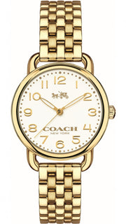 Coach Delancey White Dial Gold Steel Strap Watch for Women - 14502241