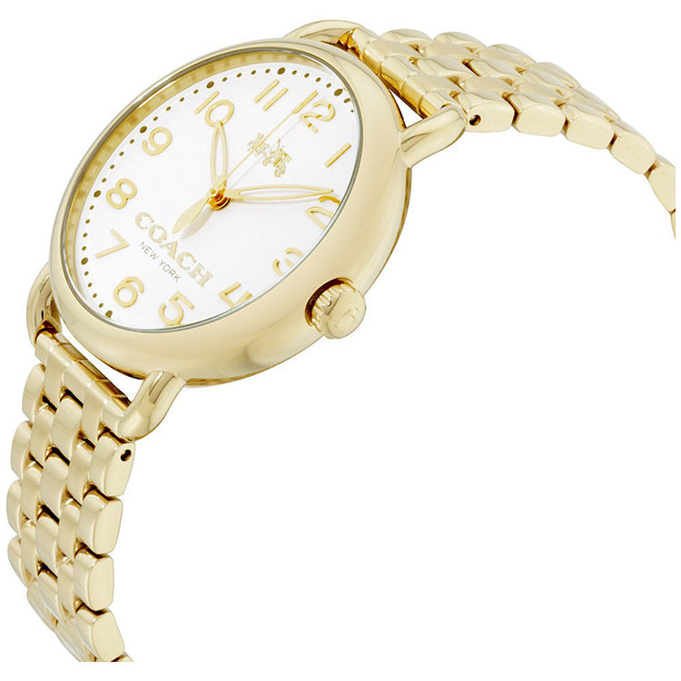 Coach Delancey White Dial Gold Steel Strap Watch for Women - 14502241