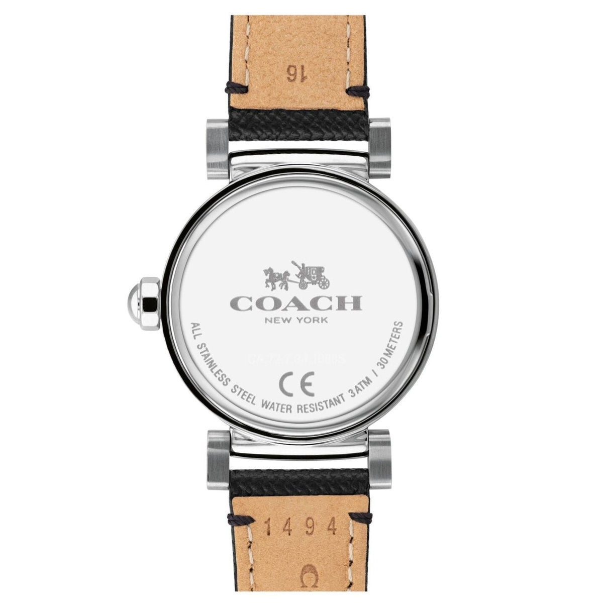 Coach Madison White Dial Black Leather Strap Watch for Women - 14502399