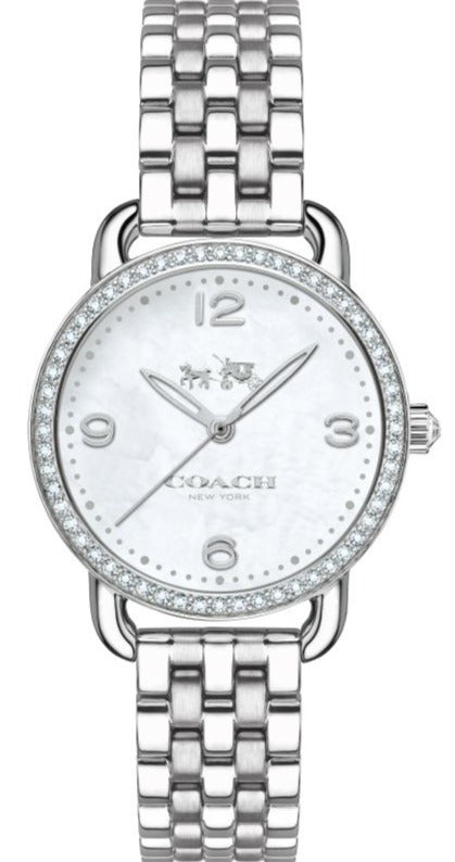 Coach Delancey Mother of Pearl Dial Silver Steel Strap Watch for Women - 14502477
