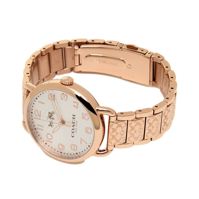 Coach Delancey White Dial Rose Gold Steel Strap Watch for Women - 14502497