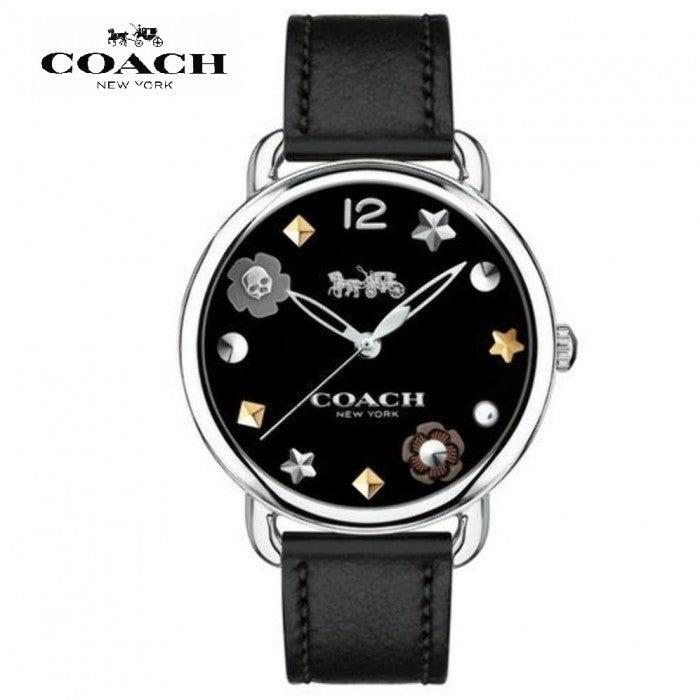 Coach Delancey Black Dial Black Leather Strap Watch for Women - 14502780